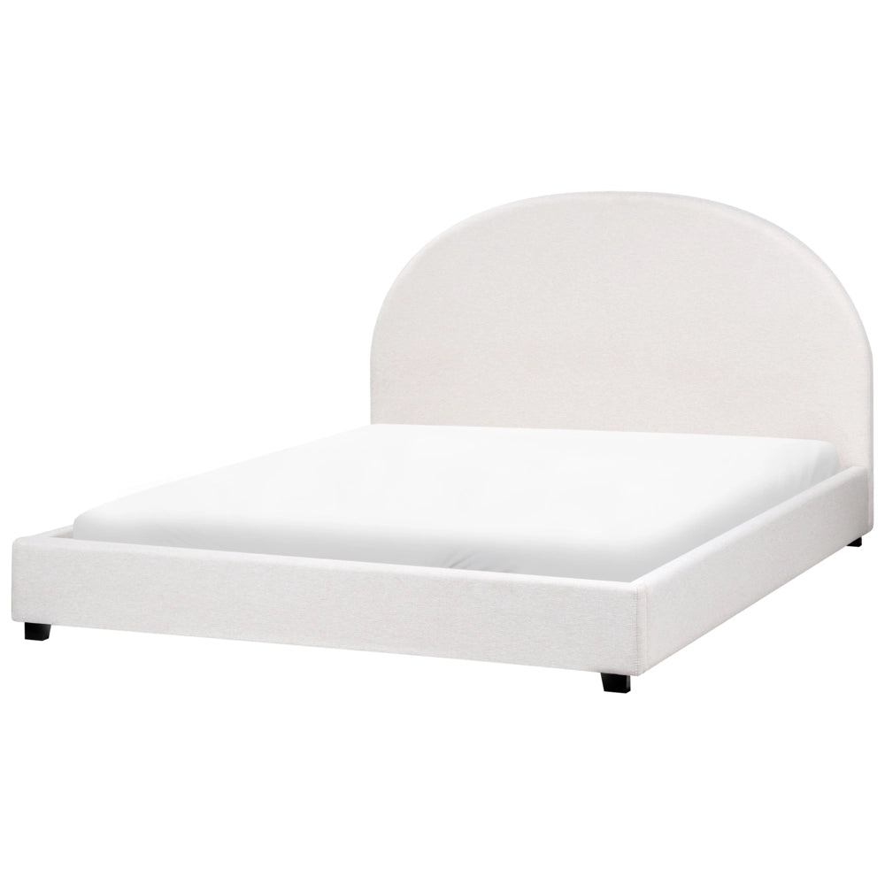 Letto matrimoniale ad acqua in tessuto bouclè bianco sporco 160 x 200 cm retrò minimalista