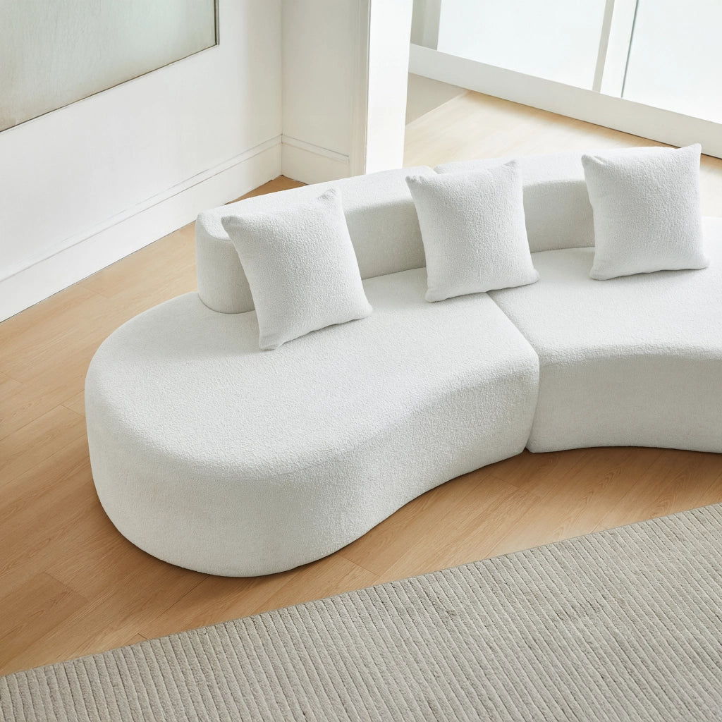 Divano angolare 3 posti 277x103x68 cm modulare in velluto bianco