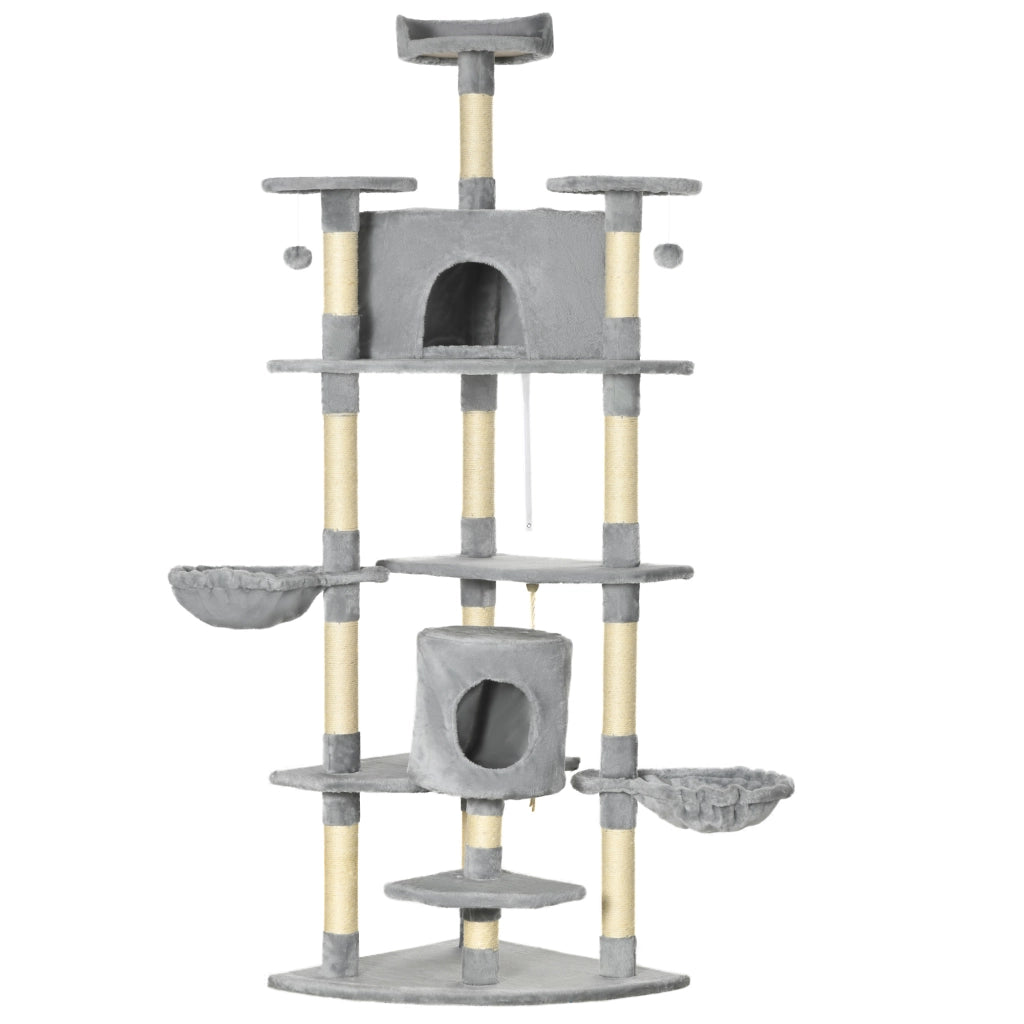 Torre per Gatti con Cuscini e Sisal ¨C Zephmum ¨C Grigio 60x60x200 cm