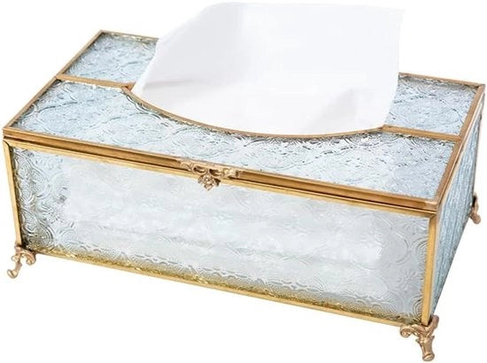 Scatola di Tamponi Cosmetici - Design Moderno - Oro - Vetro