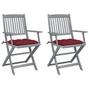 Sedie da Giardino Pieghevoli 2pz con Cuscini in Massello Acacia cod mxl 44602