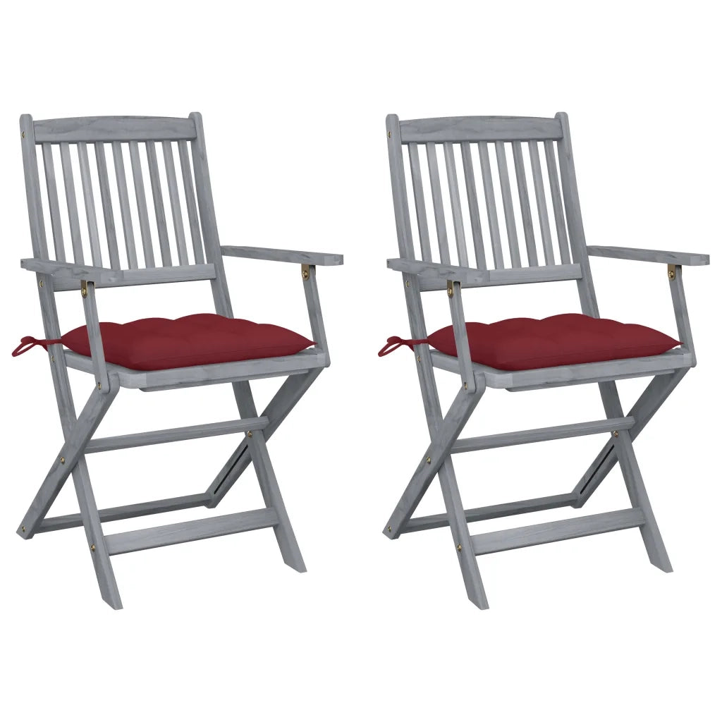 Sedie da Giardino Pieghevoli 2pz con Cuscini in Massello Acacia cod mxl 44602