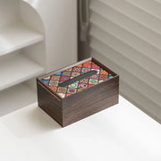 Scatola per tessuto rettangolare in legno con coperchio, scatola per tessuto vintage per bagno, toilette, soggiorno, tavolo, scrivania e ufficio.