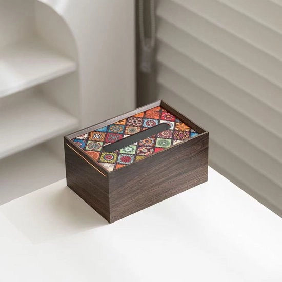 Scatola per tessuto rettangolare in legno con coperchio, scatola per tessuto vintage per bagno, toilette, soggiorno, tavolo, scrivania e ufficio.