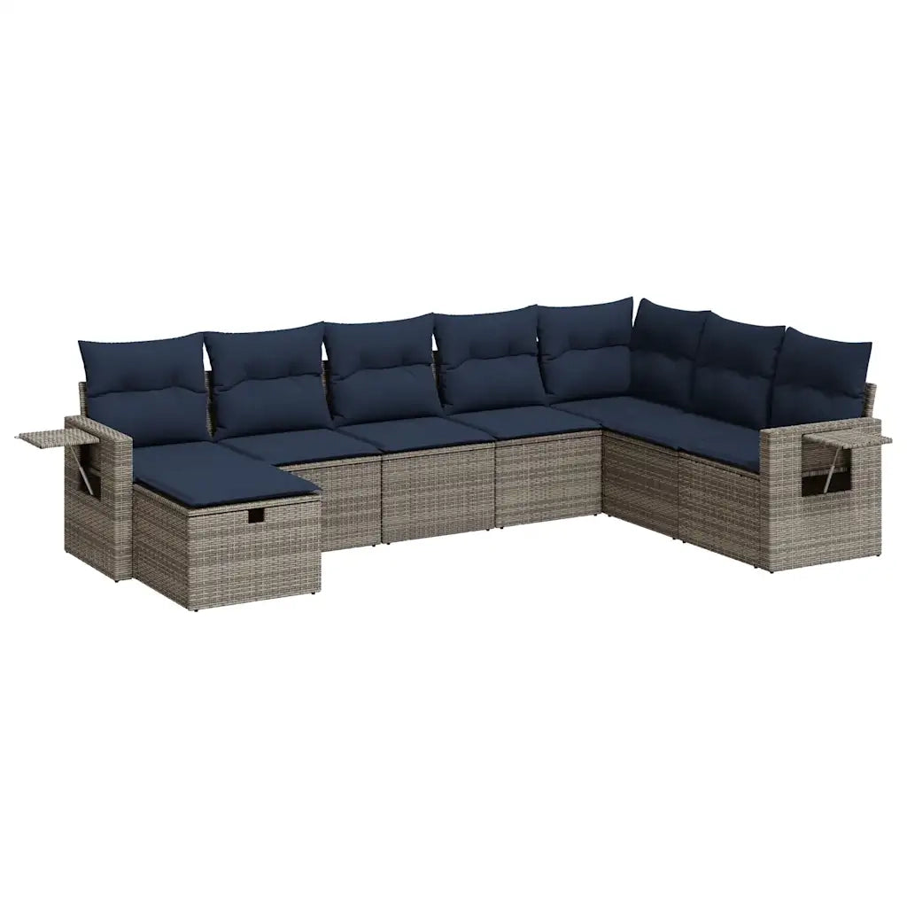 vidaXL Set Divano da Giardino 8 pz con Cuscini Grigio in Polyrattan