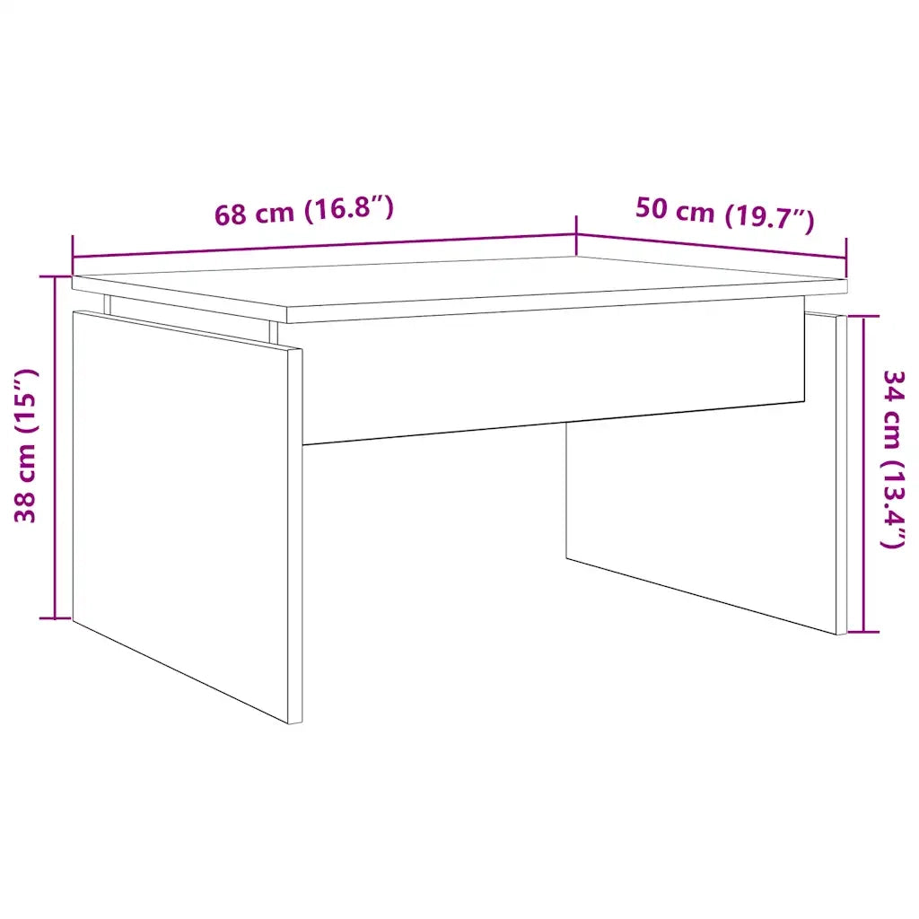 Tavolino da Salotto-Tavolino da soggiorno-Tavolo Rovere Artigianale 68x50x38cm in Truciolato