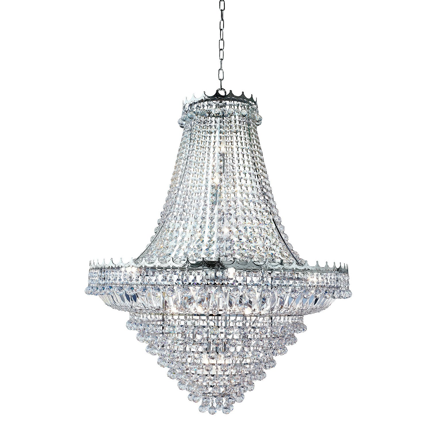 Lampadario Classico Versailles Acciaio Cromo Vetro 19 Luci E14