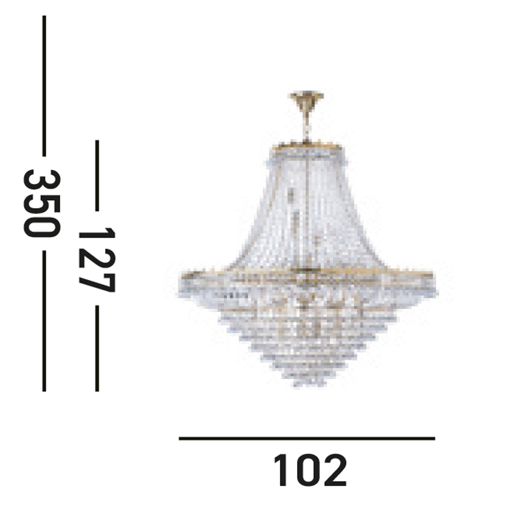Lampadario Classico Versailles Acciaio Oro Vetro 19 Luci E14