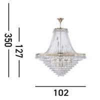 Lampadario Classico Versailles Acciaio Oro Vetro 19 Luci E14