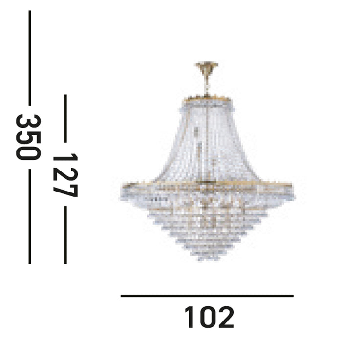 Lampadario Classico Versailles Acciaio Oro Vetro 19 Luci E14
