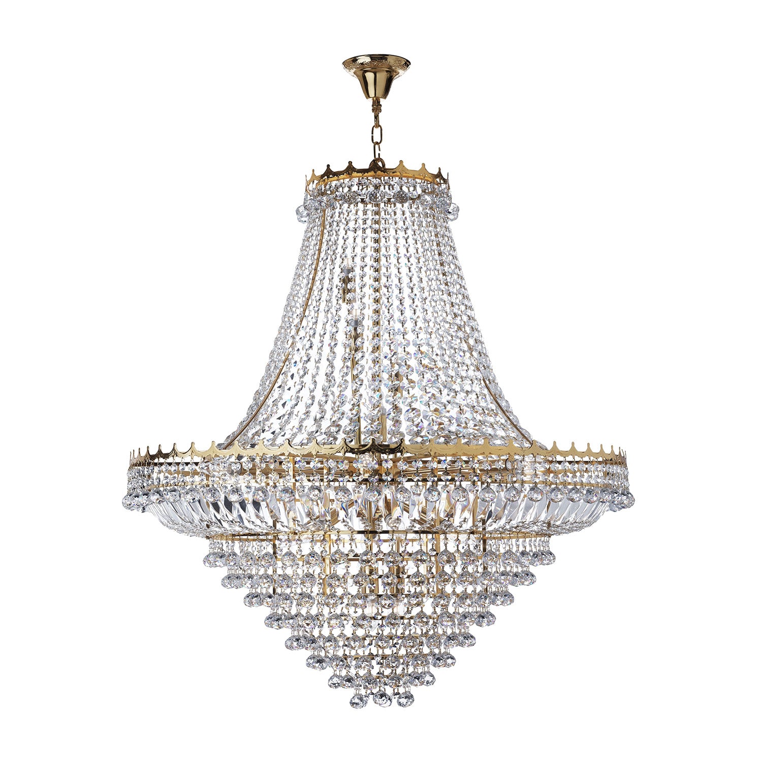 Lampadario Classico Versailles Acciaio Oro Vetro 19 Luci E14