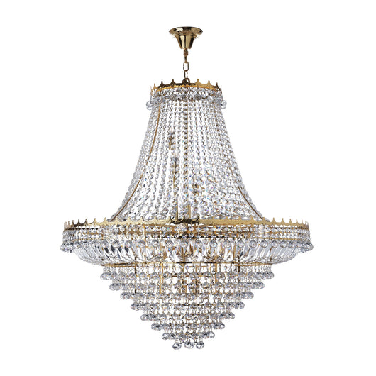 Lampadario Classico Versailles Acciaio Oro Vetro 19 Luci E14