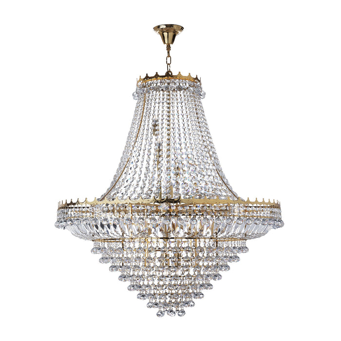 Lampadario Classico Versailles Acciaio Oro Vetro 19 Luci E14