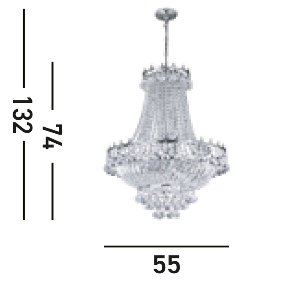 Lampadario Classico Versailles Acciaio Cromo Cristallo 9 Luci E14