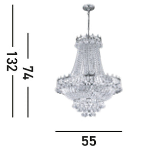 Lampadario Classico Versailles Acciaio Cromo Cristallo 9 Luci E14
