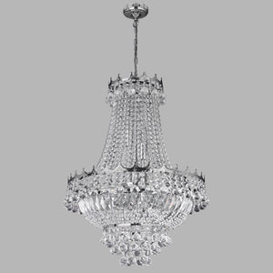 Lampadario Classico Versailles Acciaio Cromo Cristallo 9 Luci E14