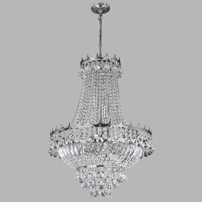 Lampadario Classico Versailles Acciaio Cromo Cristallo 9 Luci E14