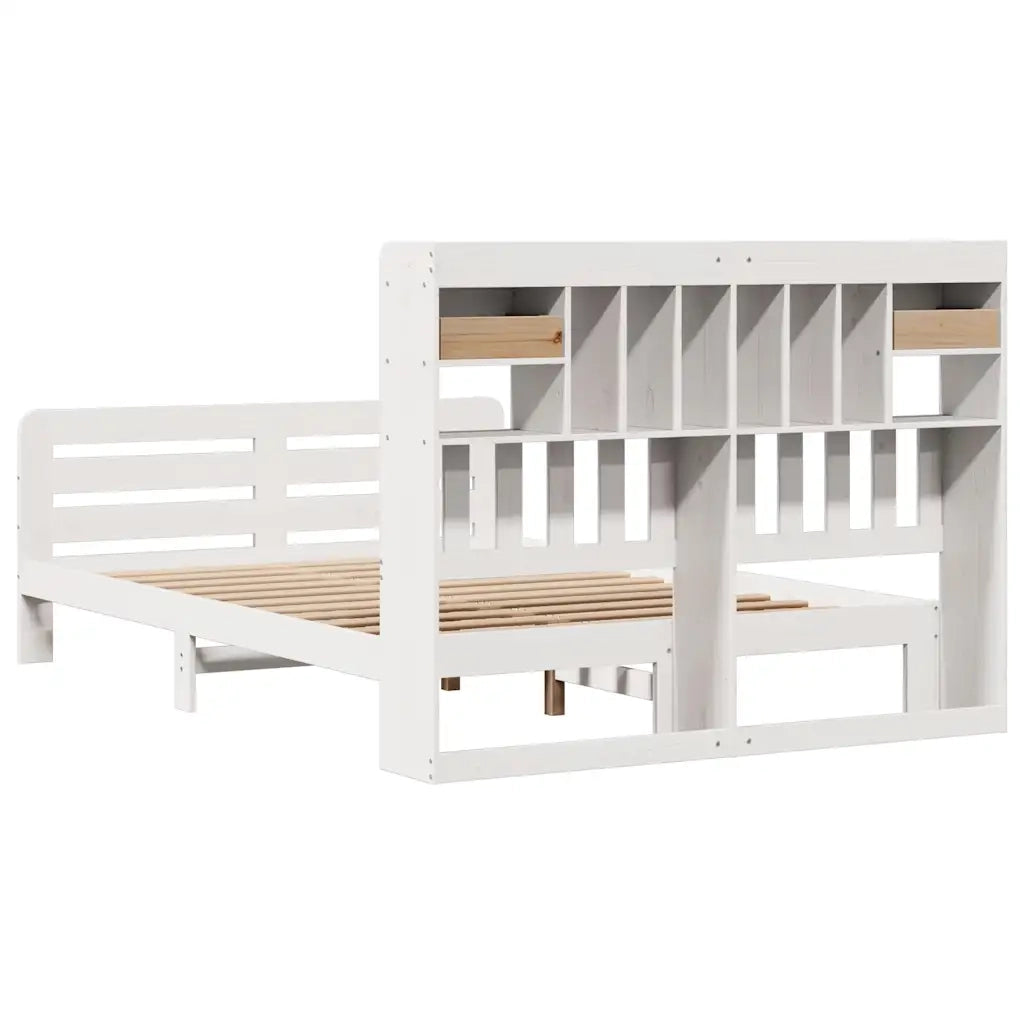 Letto Libreria senza Materasso Bianco 140x200 cm Legno di Pino 3309963