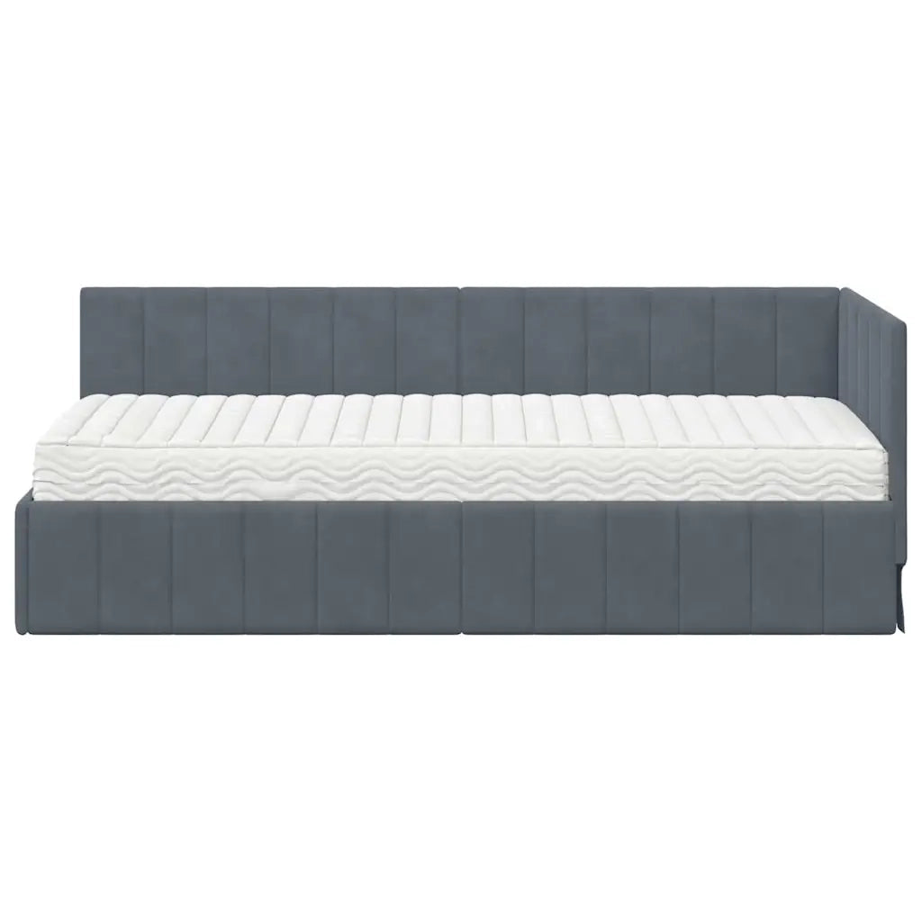 vidaXL Cornice del letto ad angolo Grigio scuro 80 x 200 cm Velluto