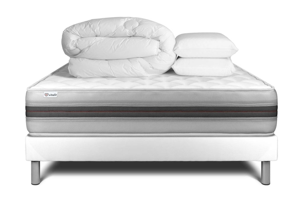 Pacchetto letto completo - Materasso 180x200cm + Box spring con doghe (kit) + 2 cuscini + Piumino - Vitalmemo Back