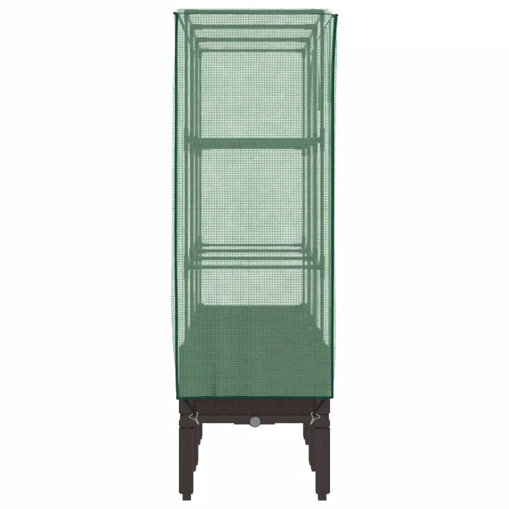 Fioriere | Cassetta per fiori | Letto Rialzato con Copertura Serra Effetto Rattan 120x40x140 cm