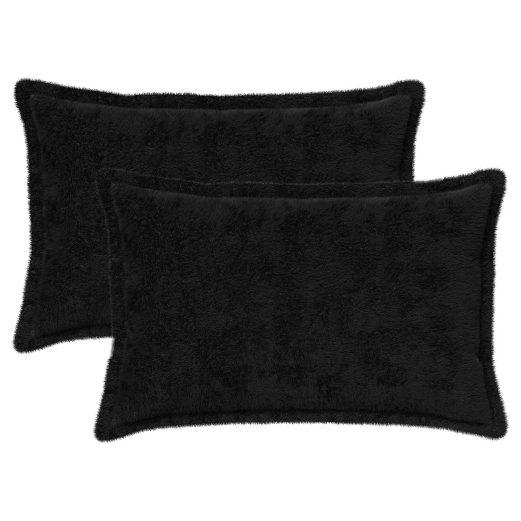 Federa 2 pcs HOUTEN Nero 50 x 70 cm Pelliccia di Coniglio Finta 919695