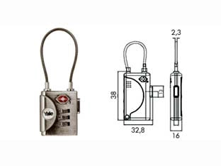 LUCCHETTO AD ARCO A CAVO A COMBINAZIONE CON DISPOSITIVO TSA TP3- - mm.32 (YTP3/32/350/1) - 1 blister YALE
