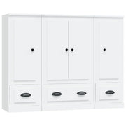Buffet credenza cassettiera armadio mobile contenitore organizer per cucina soggiorno salotto 3 pezzi legno ingegnerizzato bianco 02_0037017