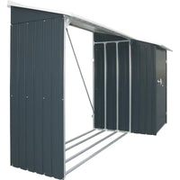 Legnaia da Giardino 272x100x160 cm in Metallo Antracite e Bianco