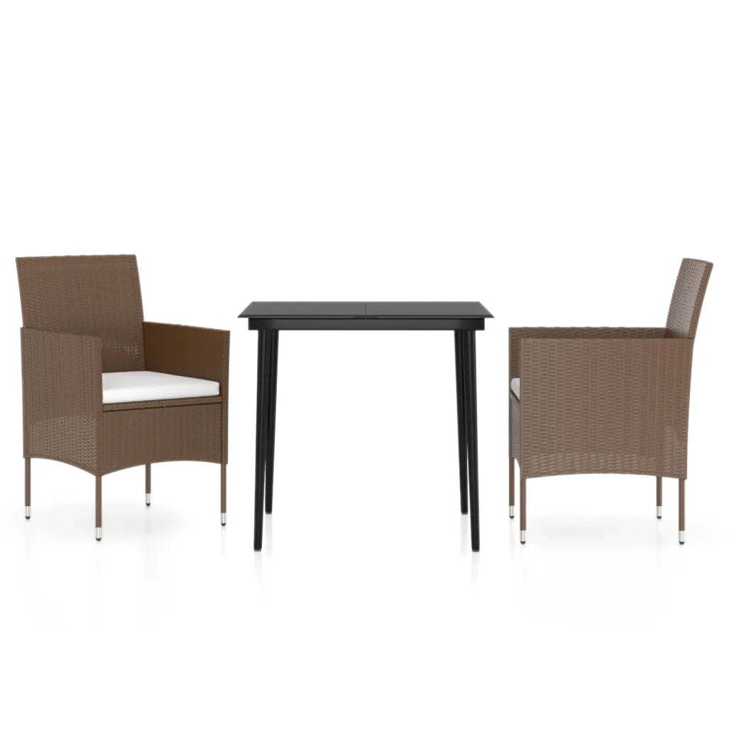 Set da Pranzo da Giardino Marrone e Nero 3 pz con Cuscini cod mxl 40984