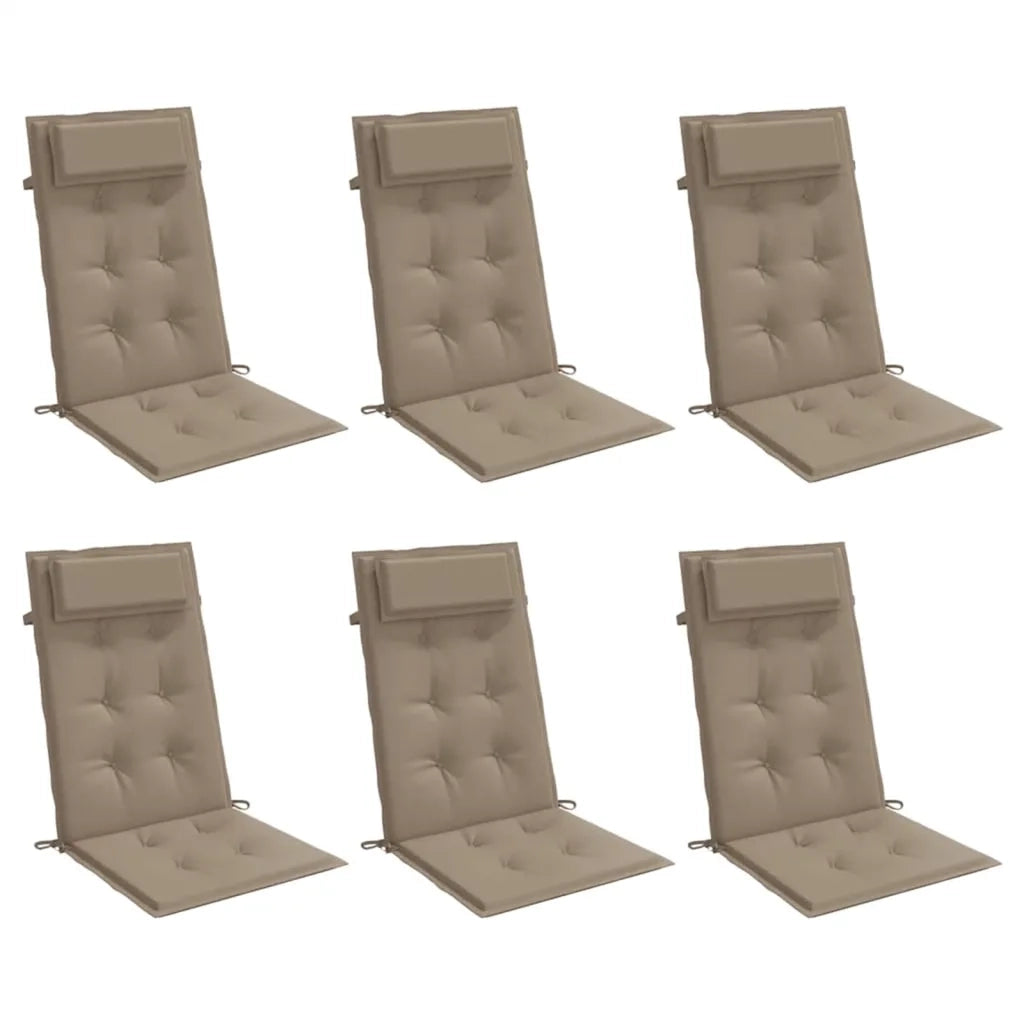 Cuscini per Sedia con Schienale Alto 6pz Tortora Tessuto Oxford 361900