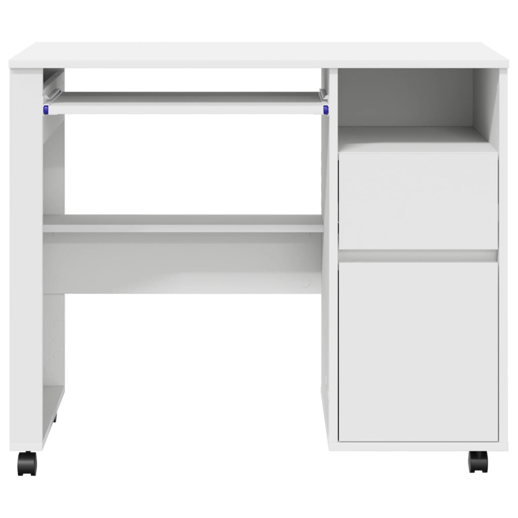 Scrivania Bianca con Cassetti Bianca MDF, Truciolare Standard