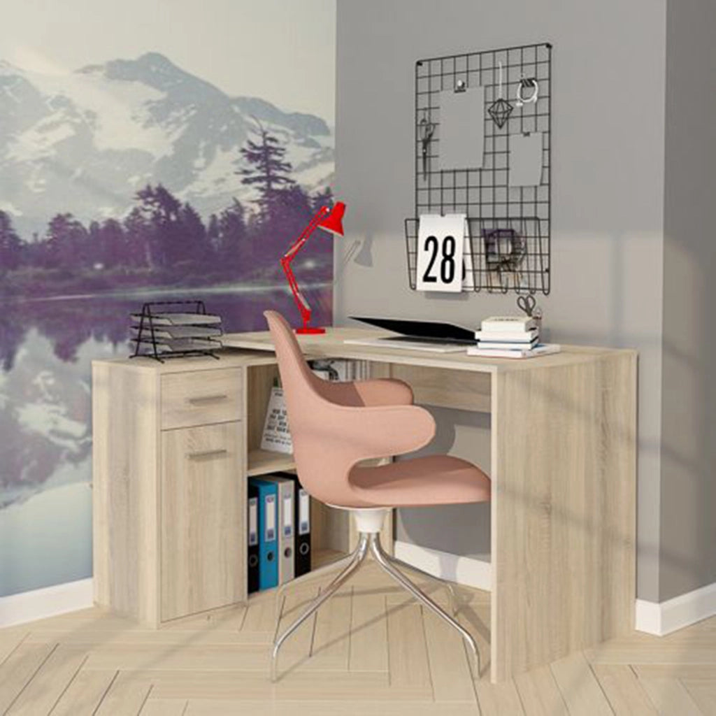 Linaza, Scrivania Angolare, 120x92x74h cm Marrone Rovere
