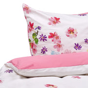 Set Copripiumino e Federa Bianco e Rosa 155 x 220 cm Cotone Stampa Floreale Camera da Letto Moderna