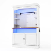 Credenza alta con vani; prese USB e LED - per cucina - in MDF - 106×43×183 cm - bianca