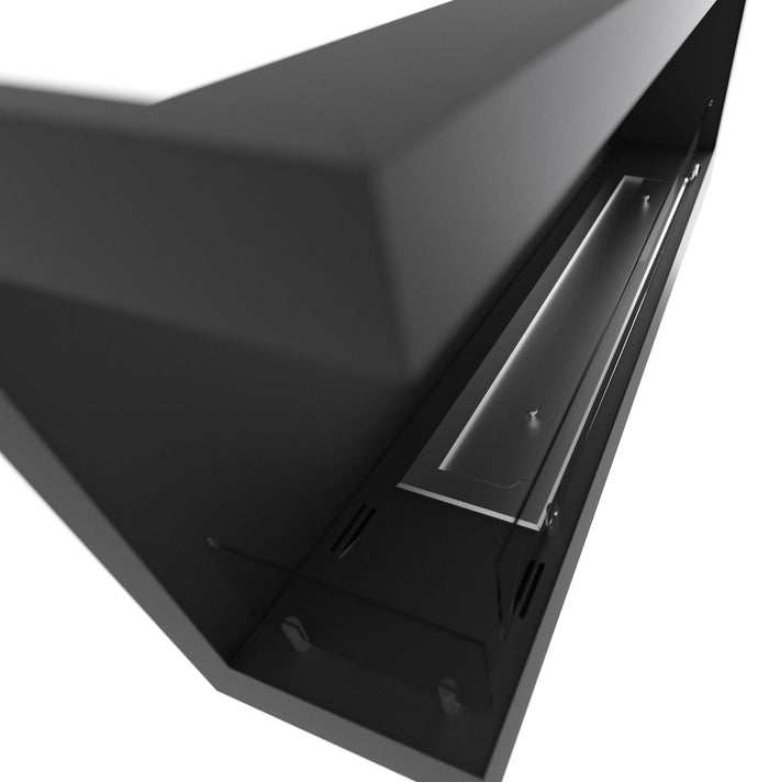 Camino a Bioetanolo da Incasso 120x45 cm Corner 1200 Left Sinistro Nero con Vetro