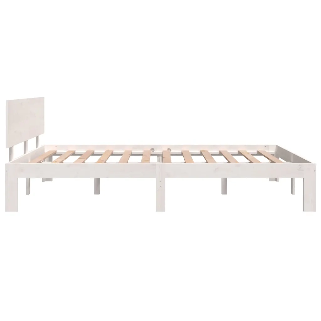 Giroletto-Struttura Letto Bianco in Legno Massello di Pino 140x190 cm 758748