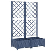 Fioriera | Cassetta per fiori | Vaso da giardino con traliccio blu grigio 80x40x121,5 cm PP