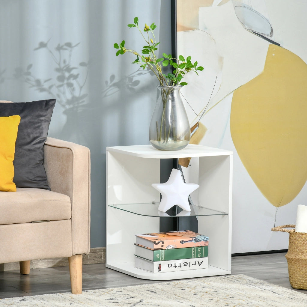 Tavolino da caff¨¨ moderno con ripiano in vetro ¨C zephmum ¨C 40x40x56 cm bianco
