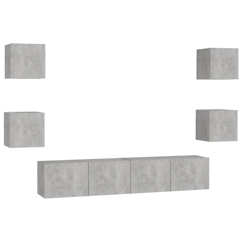 Set di Mobili Porta TV 6 pz Grigio Cemento in Legno Multistrato 3079082