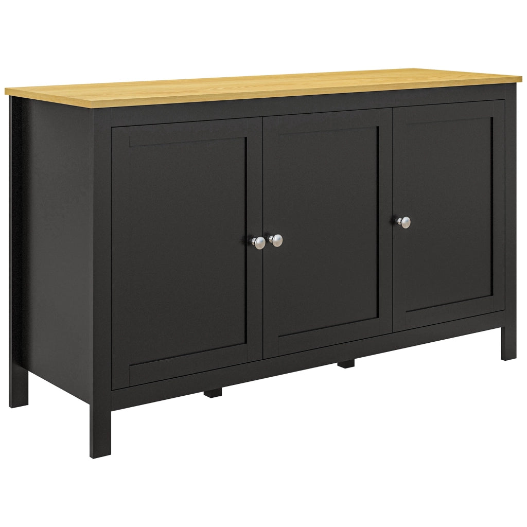 Armadietto 3 ante con ripiani regolabili ¨C Zephmum ¨C Nero 120x40x70 cm