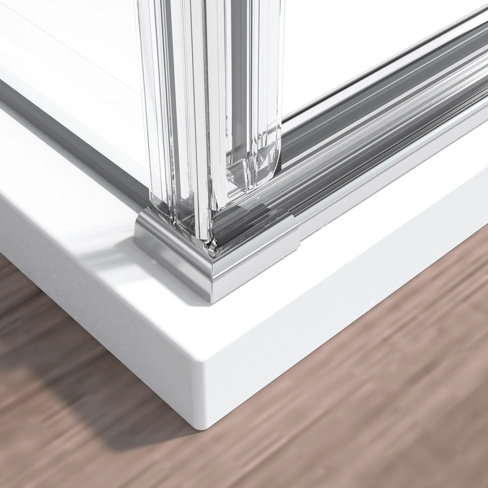 Box doccia angolare 90x80 in vetro temperato trasparente battente con profili cromo Neos