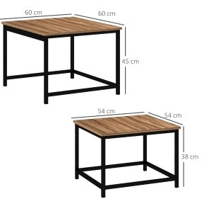 Set di 2 tavolini da caffè stile industriale 60x60x45 cm legno e acciaio