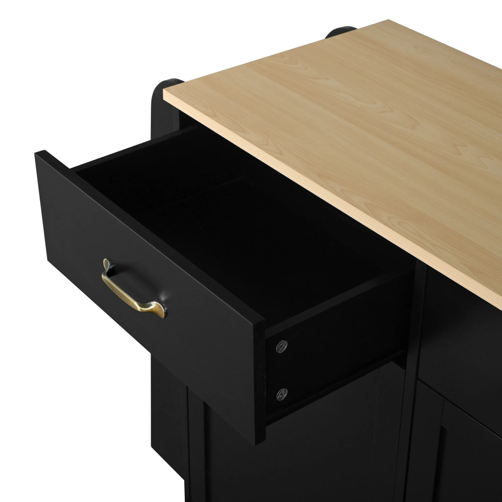 Credenza con vani aperti e vano rifiuti - per cucina - in MDF - 133.5×40×86 cm - nero