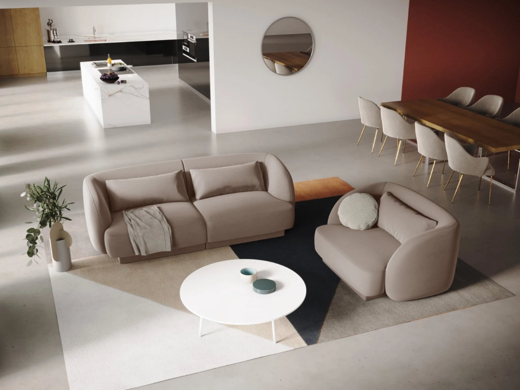 Cosmopolitan Design - Divano "Tulum" 2 posti in velluto beige 