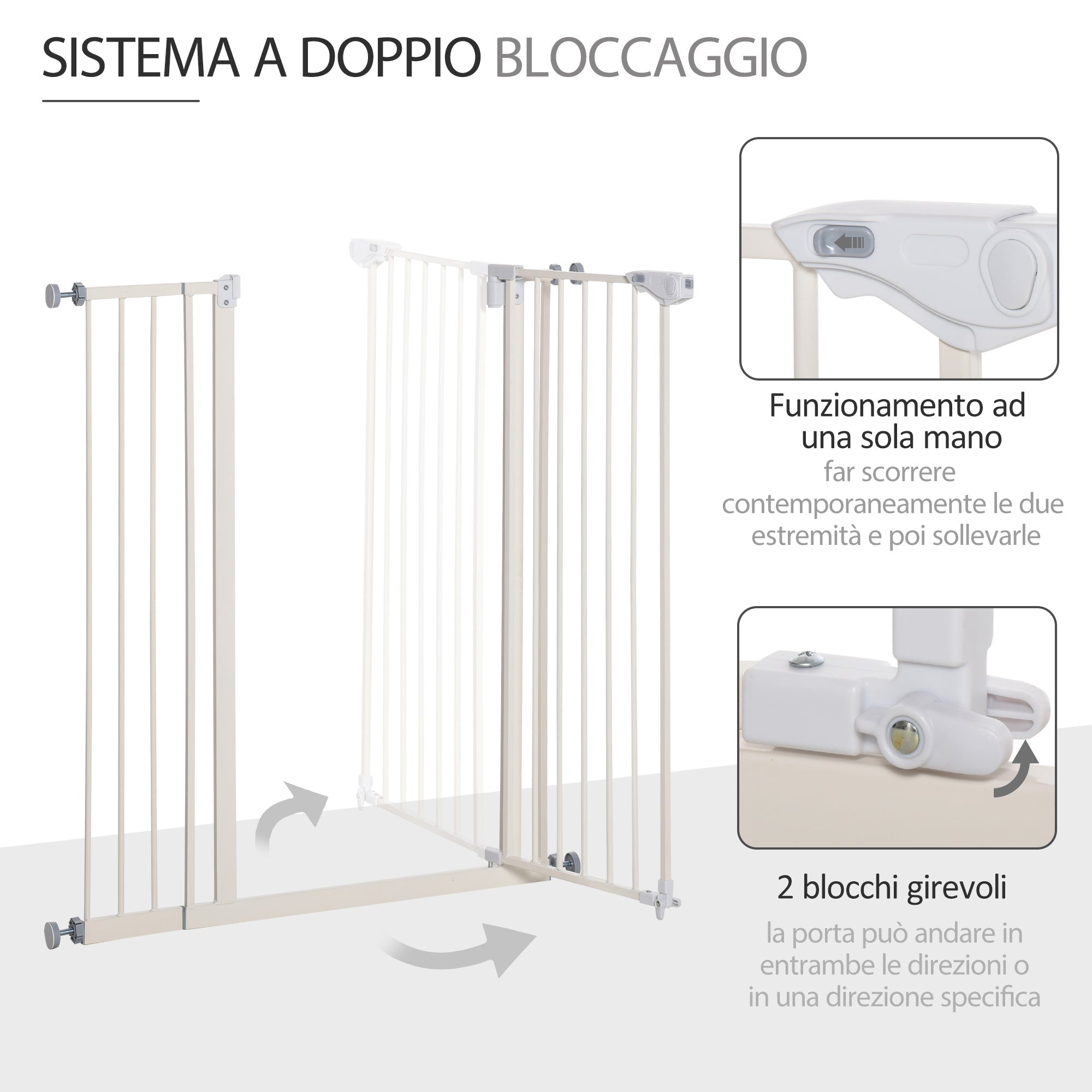 Cancelletto di Sicurezza per Cani 86x104,1 cm in Metallo e Plastica Bianco