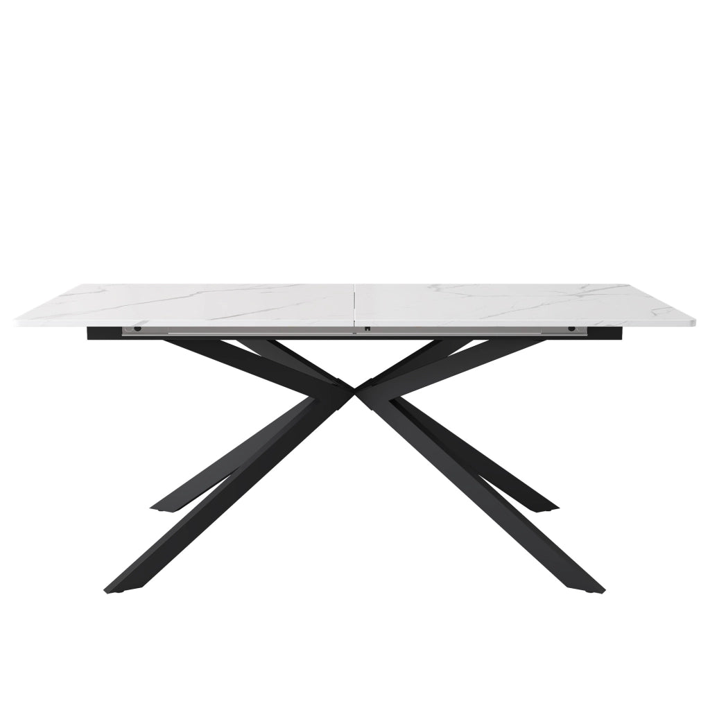 Tavolo da pranzo allungabile con piano in MDF e struttura in metallo nero e bianco