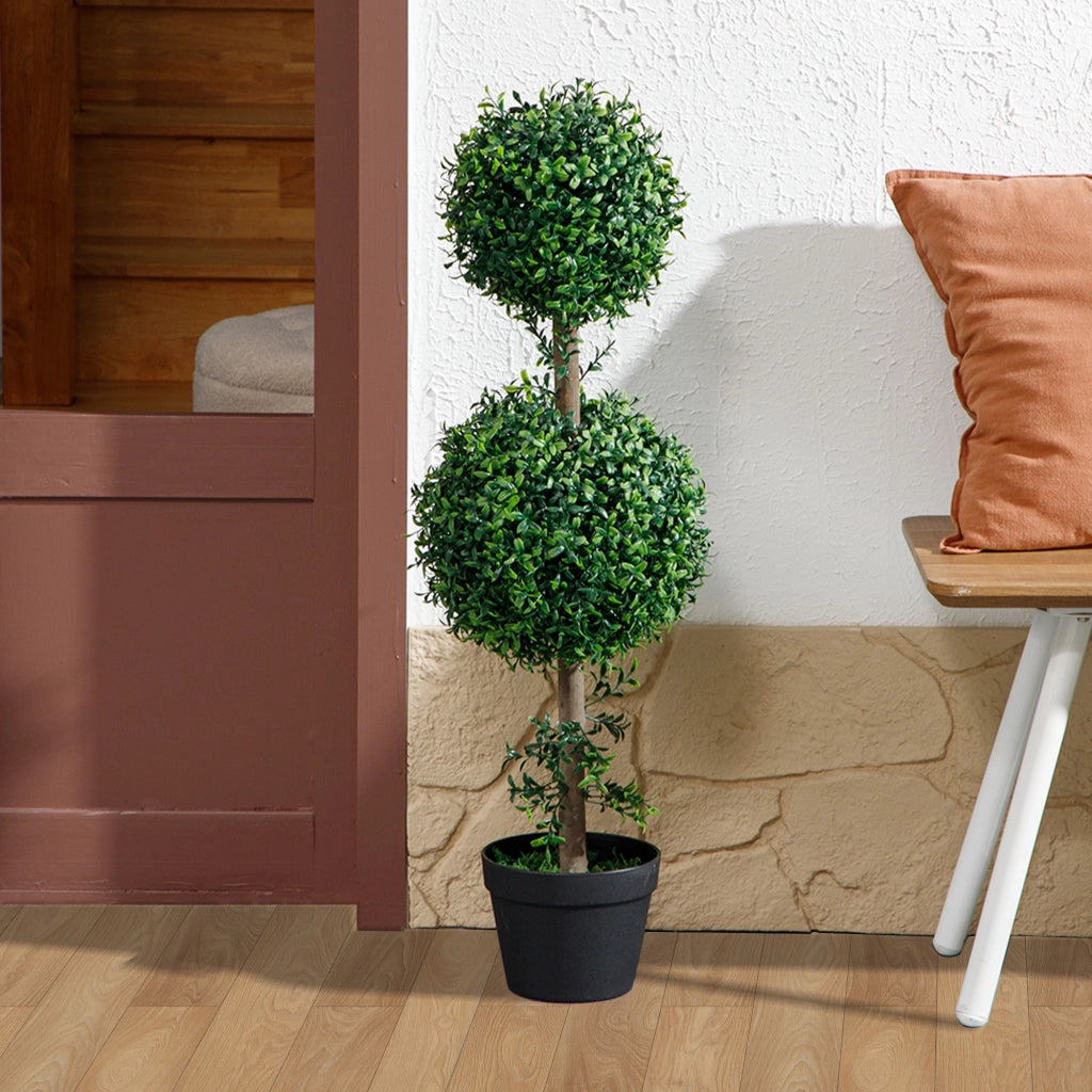 Set 2 Pezzi Piante Finte Buxus Artificiali ¨C Minimal ¨C Verde con Vaso