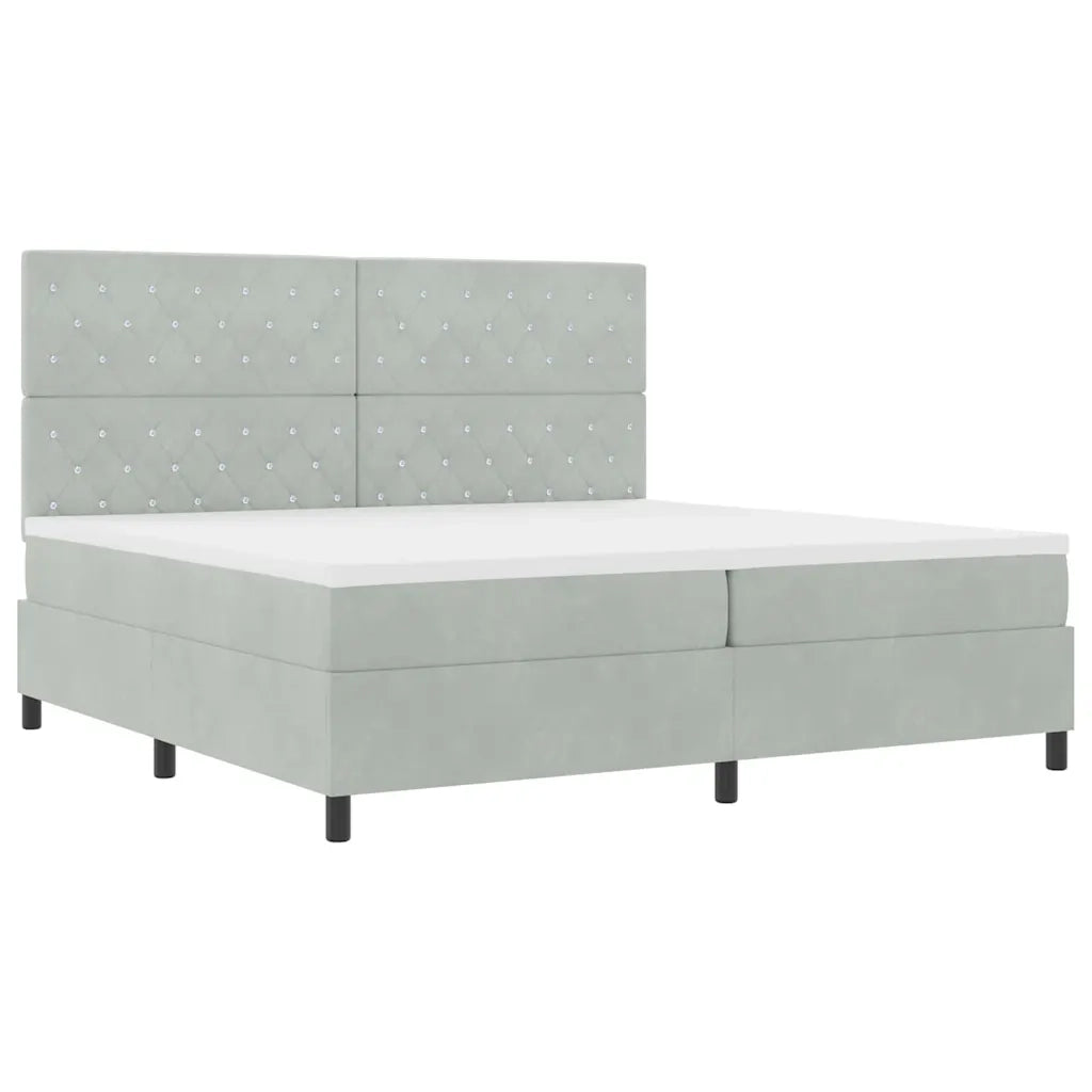 Letto a Sorgente LED Grigio chiaro 200 x 200 cm Tessuto