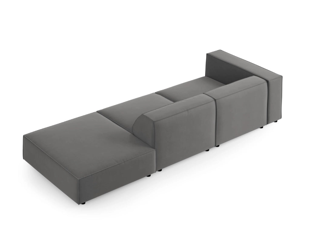 Cosmopolitan Design - Divano destro "Arendal" 4 posti in velluto cemento 
